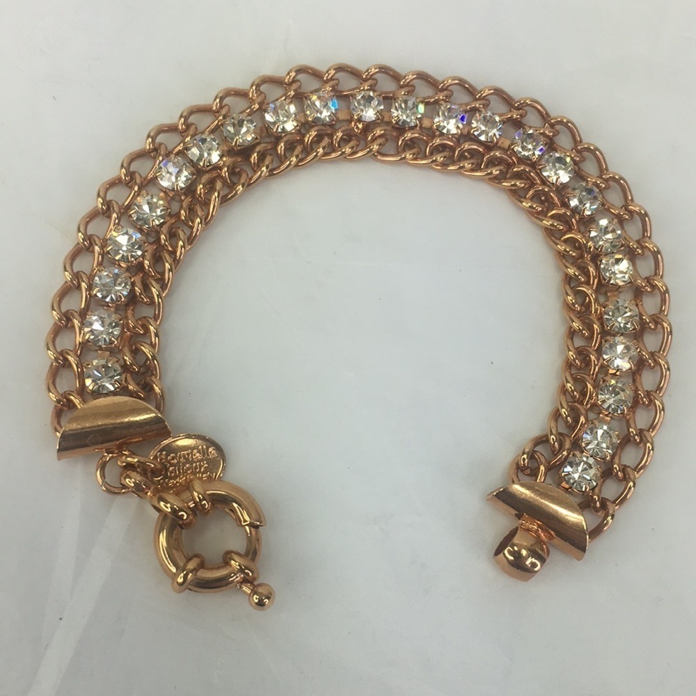 Nouvelle Bijoux Rose Gold Bracelet Made in Italy Cubic zirconia 7"